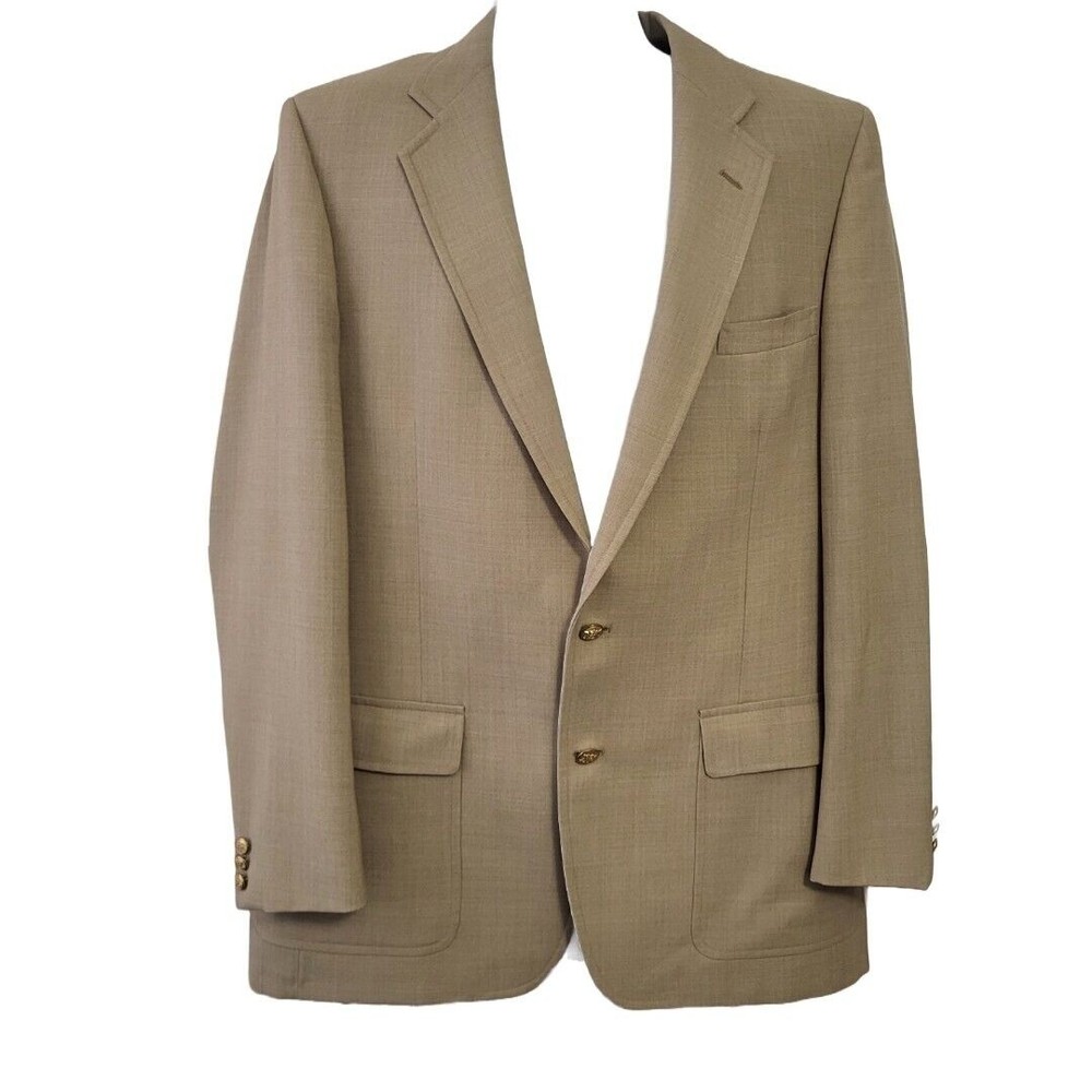 John Weitz Palm Beach Blazer Mens 44 X-Large Beige Two Gold Buttons